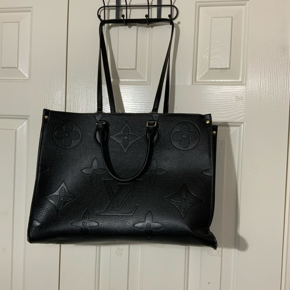 Fashion Black Monogram Vegan Leather Tote Bag